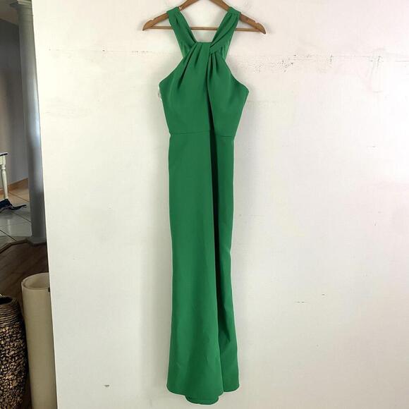 CAMILLE LA VIE Kelly green high neck maxi formal dress - Picture 2 of 7